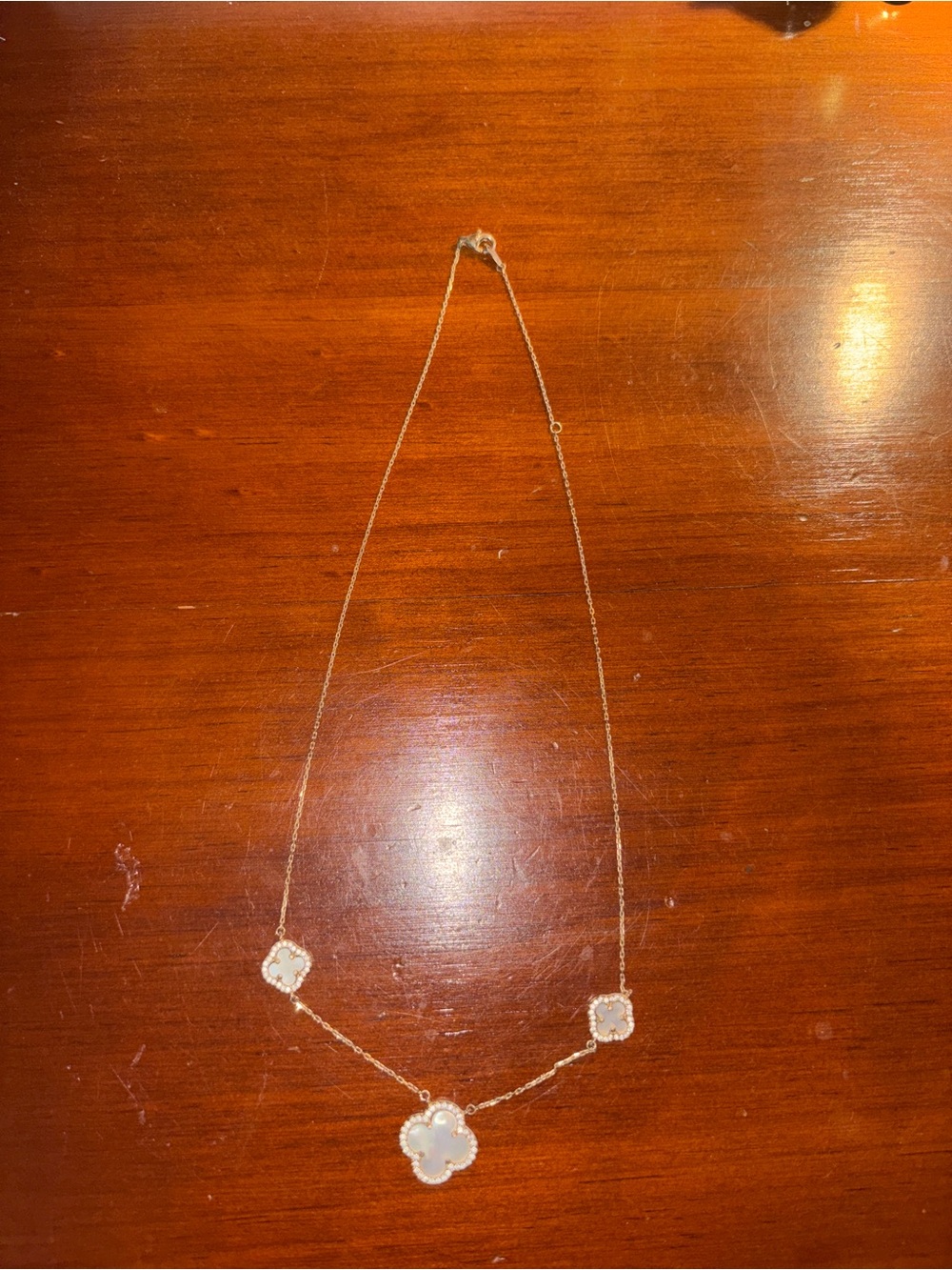Delicate White Clover Pendant Necklace - Women Jewelry